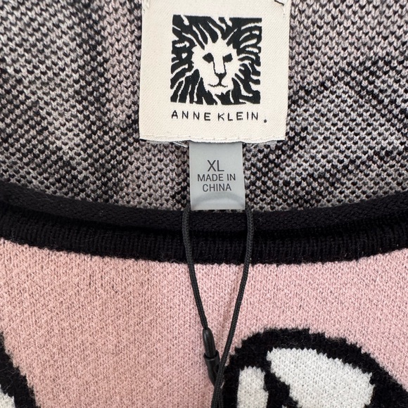 PUFF SLEEVE SWEATER. ANNE KLEIN PULLOVER SWEATER PINK AND JACQUARD. SIZE XL - Picture 7 of 16